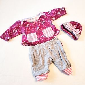 Laura Ashley Baby Purple Floral Outfit 0-3 Months